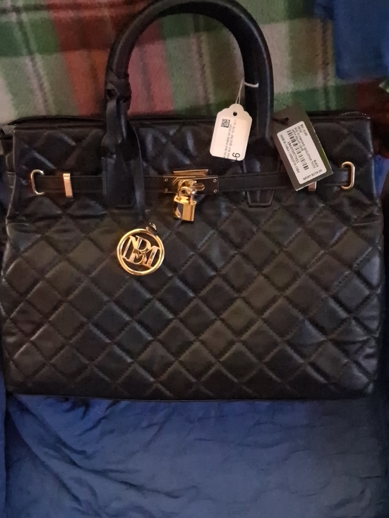 Handbags - Black Quilted Satchel.10 By 15 By 5. Handbag with Gold Hardware. RETAIL.$159.00